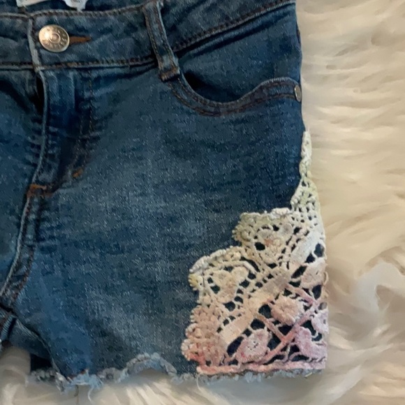 Epic Threads Blue Denim Shorts with Cream Lace - Picture 2 of 5
